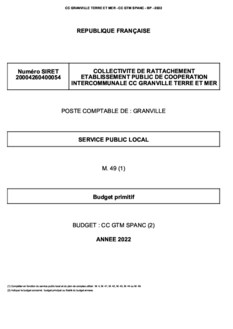 Budget SPANC (2022)